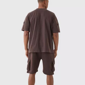 Custom Down Shoulder Front Pocket Summer Men Shorts <b>Sets</b> Custom Logo Streetwear 2Piece <b>Sets</b> Casual Jogging Suits Men Short <b>Set</b> - Product Image 5