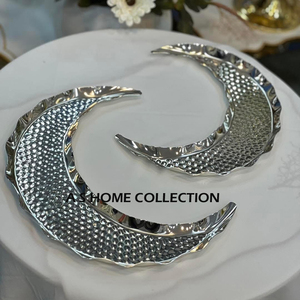 Diseño de hoja de Granada Color plata Aluminio Metal 2 en 1 Cuenco Forma irregular Cuenco de utensilios de cocina hecho a mano - Product Image 3