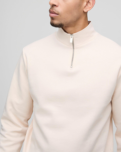 Alta calidad Relaxed fit Quater Zip Up Color sólido Basics sudadera y Sudadera con capucha Streetwear transpirable Hip Hop sudadera en blanco - Product Image 2
