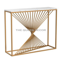 Table console en métal aluminium unique ovale dorée finition antique Vente chaude Meubles de maison Table console