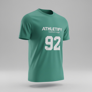 เสื้อฟุตบอลโพลีเอสเตอร์ 100% แบบยูนิเซ็กซ์ แขนสั้น พร้อมปักชื่อและหมายเลขผู้เล่น โลโก้ทีม ตามสั่ง - Product Image 1