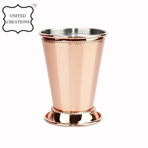 Los más vendidos Mint Julep Cup 100% Pure Copper Tumbler Bar Accesorios 500ml Capacidad Tazas de vidrio personalizadas Material inoxidable - Product Image 2