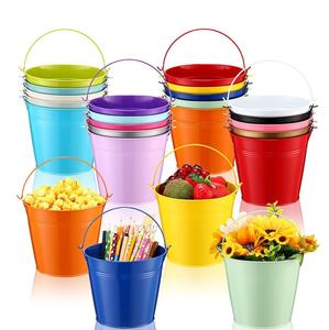 Seau en métal enduit de poudre écologique multicolore avec poignée pour la décoration de la maison et du jardin Jardinière à fleurs multi-usage - Product Image 4