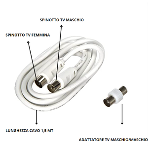 Ecova 1.5 metro bianco cavo TV Antenna con spina e presa - Product Image 5