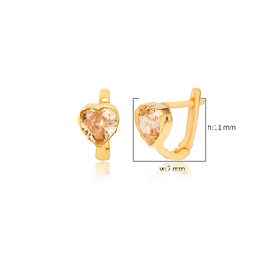 Pendientes Turcos Hechos a Mano con Piedra de Citrino Dorado en Forma de Corazón, Joyería de Plata de Ley 925 al por Mayor - Product Image 2