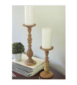 Portavelas de madera decorativa hecho de madera maciza para un diseño interior minimalista moderno y un ambiente de relajación - Product Image 1