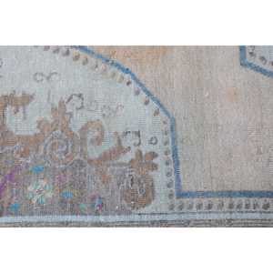 Tapis de 1,5 x 3,1 pieds, tapis turc vintage, tapis persan marron et bleu - Product Image 5