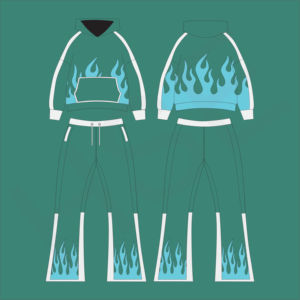 Chándal Personalizado con Estampado de Llamas Multicolores |   Conjunto de Sudadera con Capucha y Pantalones Deportivos Unisex con Logotipo - Product Image 4