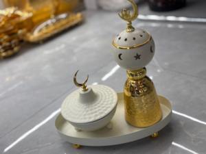 3 Piezas de Quemadores de Incienso Decorativos de Escritorio, Dorados y Negros, con Diseño de Ramadán Mubarak y Eid, Estilo Árabe de Oriente Medio, Metal Ecológico, Artesanía M R - Product Image 2