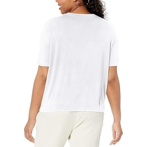 เสื้อยืดคอกลมแขนสั้นสำหรับผู้หญิงทรงเข้ารูปพิมพ์ลายสไตล์สตรีทแวร์ผ้ายีนส์ผ้าเทอร์รี่ - Product Image 4