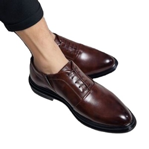Shoes _ 2025 Solid Brown Laces Zapatos Oxford hechos de cuero genuino para hombre - Product Image 1