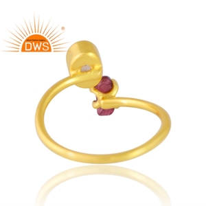 Diseño de tendencia Plata esterlina 18K Chapado en oro Ópalo etíope natural rubí y anillo de espinela Diseño personalizado Fabricante de joyas - Product Image 3