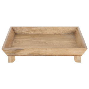 Plateau de service carré en bois de manguier durable Offre Spéciale pieds en bois de piédestal élégant pour décor de table service d'affichage de fruits - Product Image 2