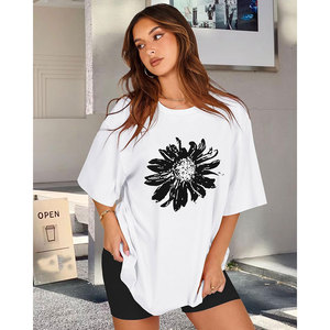 Nuevo diseño, camisetas de manga corta, camisetas de algodón 100% de alta calidad para mujer, camisetas de moda informales con estampado Digital para mujer - Product Image 4