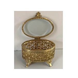 ARTINCO AIC-083 Art India Collection Handmade Brass and <b>Glass</b> Custom Design Antique Jewelry <b>Box</b> Wholesale Exporter - Product Image 6
