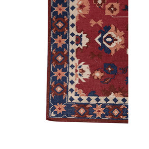 Tapis en laine tissé plat Bédouin rouge et orange, jacquard floral, à poils coupés et tuftés pour la maison, l'extérieur, la prière et l'exercice - ADWL-23004 - Product Image 4