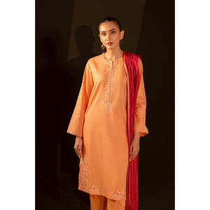 Salwar Kameez de Seda Rosa con Bordado Jacquard para Mujer, Ropa Étnica Pakistaní de Bollywood con Dupatta - Product Image 5