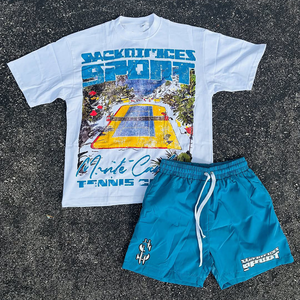 Conjunto de camisa y pantalones cortos de 2 piezas de manga larga con capucha unisex transpirable ligero poliéster/algodón verano deportes al aire libre vacaciones informales - Product Image 1