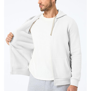 Pull à fermeture éclair en molleton de coton à capuche pour hommes avec capuche brodée motif solide printemps et automne tendance sweats à capuche - Product Image 3