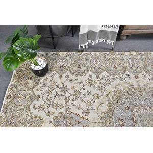 Tapis turc vintage vert beige classique 5.4x8.9 pieds laine patchwork grande surface avec support en latex pour couloir ou chambre à coucher - Product Image 2