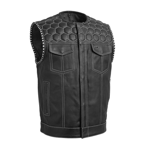 Gilet en cuir noir de haute qualité, style streetwear Silo Sports, tendance, grande taille, sans manches, doublure en polyester pour l'hiver - Product Image 1