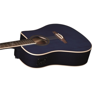 EKO GUITARS- NXT D100ce Ver a través de las guitarras acústicas azules Tapa de abeto Parte posterior y laterales de caoba Cuello de caoba Diapasón Roupana - Product Image 3