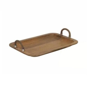 Plateau en bois avec logo personnalisé Plateau de service en bois naturel fini Nouveau design Plateau décoratif avec poignées en acacia fait à la main - Product Image 5