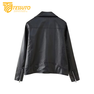 Chaqueta de cuero auténtico 100% para mujer, nueva chaqueta de cuero genuino de motorista informal y elegante en embalaje Premium - Product Image 4