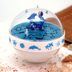 Pisapapeles Acrílico Transparente con Forma de Delfín Oceánico, Recuerdo de Playa de 3 Pulgadas con Arena Blanca y Esfera Giratoria para Escritorio/Estante - Product Image 3