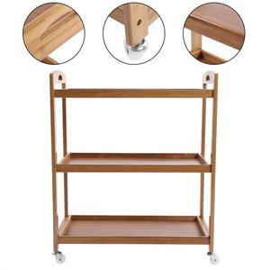 Étagère de cuisine mobile moderne KIBamboo KIB004 avec roulettes 32x60x73cm en bois de chêne - Product Image 3