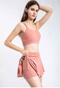 Custom Yoga Quick-Dry Tennis Clothing Exercise Suit Sports <b>Bra</b> Running Fitness Tennis Anti-Shine Skirt Elastic Sportswear - Product Image 2
