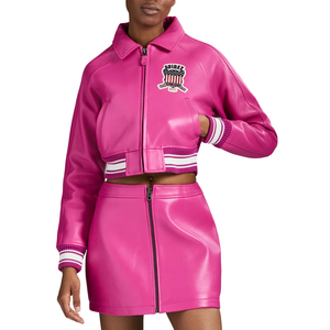 OEM ODM กระโปรงหนังแท้แฟชั่นลำลองสำหรับผู้หญิงกระโปรง Avirex แบบปักลวดลายระบายอากาศได้ดีสำหรับฤดูหนาว - Product Image 5