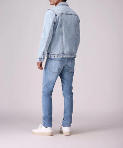 Chaquetas vaqueras con parches para hombre, ropa de calle azul deportiva de diseño elegante con logotipo personalizado, precio al por mayor - Product Image 6