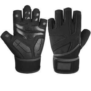 Guantes de levantamiento de pesas con agarre Palma Soporte de muñeca Correas dobles Envoltura de cuero Gimnasio Fitness Culturismo Entrenamiento - Product Image 1