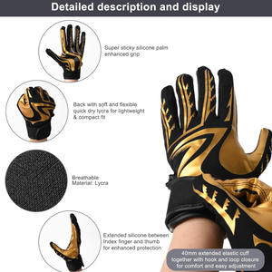 Gants de football personnalisés antidérapants en Spandex/Polyester - Haute qualité, créez vos propres gants de football américain sur mesure - Product Image 6