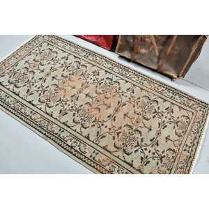 Turkish Rug, 5.4x6.6 ft Vintage Rug, <b>Brown</b> Blue Patchwork <b>Wool</b> Rug - Product Image 4