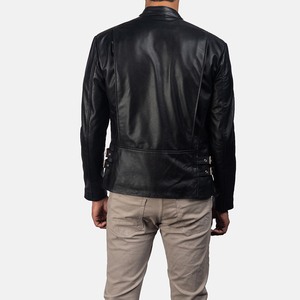 Veste en cuir véritable authentique pour homme, style moto, texture polie, imperméable, respirante, écologique, hivernale - Product Image 2