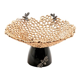 Accessoires de décoration de table Bol à fruits en verre avec support en incrustation d'os Design fabuleux Bol de serveur de fruits profond arrondi - Product Image 3
