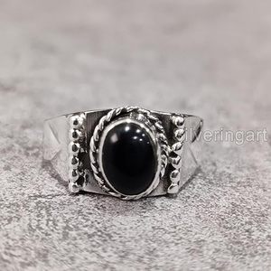 Women's <b>Ring</b> Natural <b>black</b> <b>onyx</b> Gemstone December Birthstone Bohemian Designer Handmade Jewelry 925 Sterling Silver <b>Ring</b> - Product Image 4