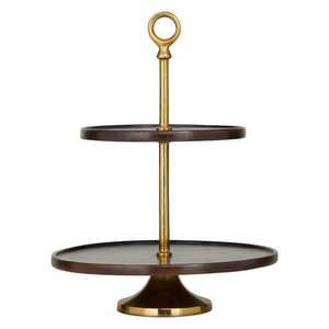 Chic support à gâteau en métal noir à 2 couches style simplicité moderne fil suspendu passe au lave-vaisselle pour les mieux notés pour la décoration de table de fête - Product Image 2