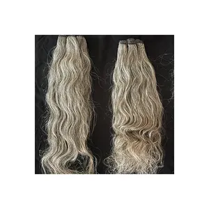 LIGHT GRAY HAIR EXTENSIONS RAW UNPROCESSED INDIAN TEMPLE HAIR HIGH QUALITY CHEAP PRICES FROM SOUTH INDIA FACTORY