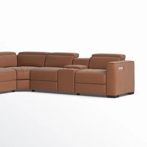 Sofá cama Seccional de diseño minimalista de lujo para sala de estar, sofá reclinable de cuero genuino bronceado para sala de estar - Product Image 5