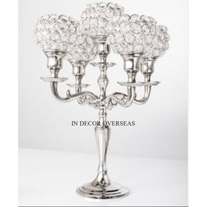 Candelabros de 5 brazos con cuentas de cristal transparente y pulido brillante de Metal de alta calidad de aspecto atractivo, accesorios de boda - Product Image 1