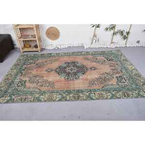 Alfombra clásica de retazos de poliéster de lana hecha a mano azul Beige 5,3x8,6 pies patrón de pasillo Rectangular para adolescentes que viven látex de 10mm - Product Image 3