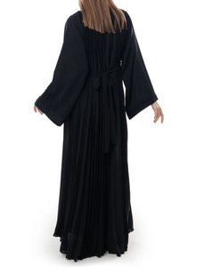 อาบายาจับจีบพร้อมเข็มขัดเอวหรูหราสีดำและชายเสื้อพริ้วไหวเหนือกาลเวลาชุดสวมใส่สบายๆสำหรับทุกวันและโอกาสที่เป็นทางการ - Product Image 4