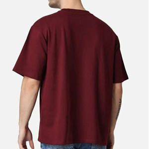 Venta al por mayor 100% algodón de los hombres de gran tamaño Crop Boxy Fit Camiseta Hombro caído personalizable Impreso Loose Fit Solid Pattern - Product Image 3