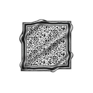 Black and White Leopard Print Silk Square Scarf - Product Image 2