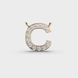 Pendentif en moissanite CVD de qualité supérieure de la collection Diamond, 'Alphabet C', cultivé en laboratoire, magnifique charme, collection étoile brillante - Product Image 4