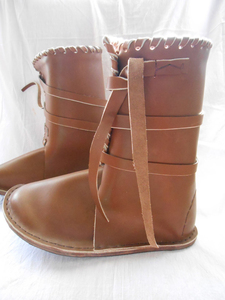 Vente en gros Bottes en cuir de vachette véritable à la cheville unisexes faites à la main lacets en cuir pour scène Viking - Product Image 3