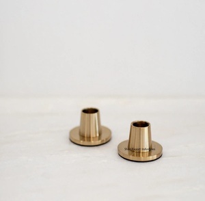 Set of Two Handmade Tabletop Metal Taper <b>Candle</b> <b>Holder</b> for Home and Wedding <b>Floor</b> Decorative Gold Color <b>Candle</b> Taper - Product Image 2